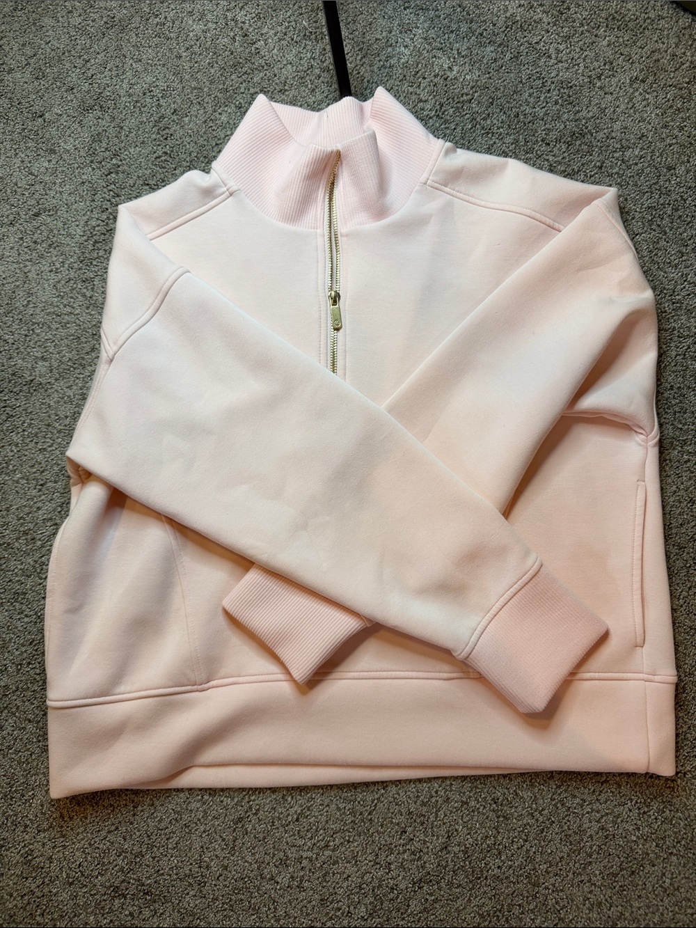 Light Pink Half-Zip Pullover Sweatshirt - Women's